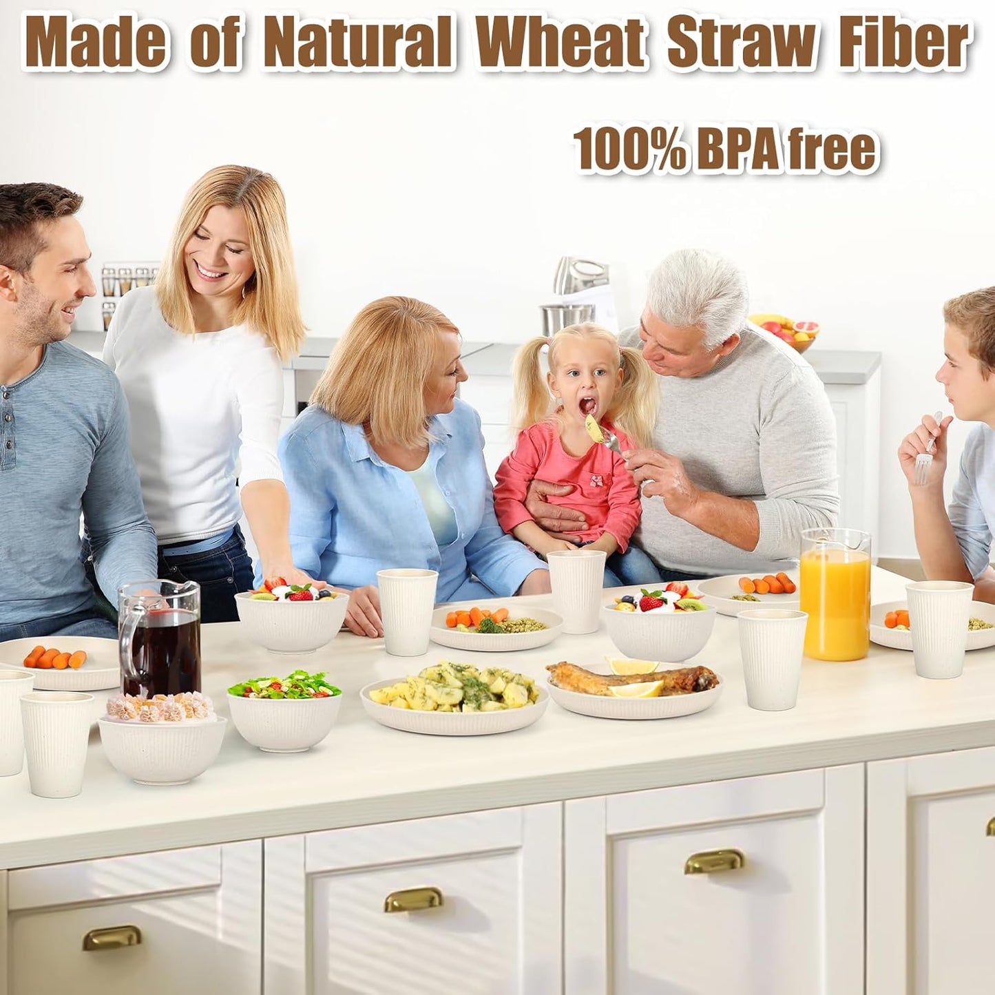 Durable 18pcs camping dinnerware set – unbreakable & reusable.