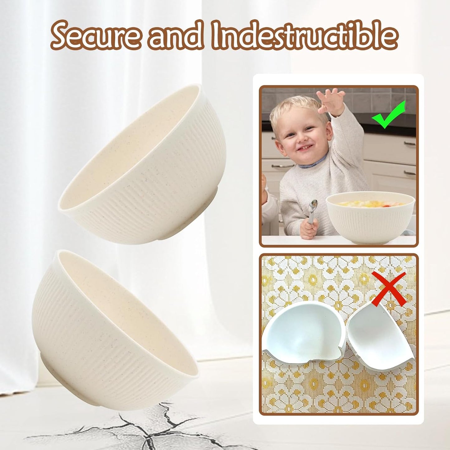 36pcs Reusable Wheat Straw Dinnerware Set – Unbreakable Plates, Bowls & Cups