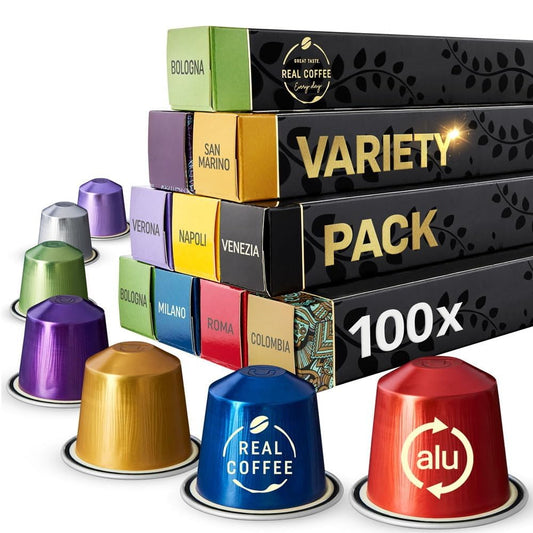 Mixed Variety Pack for Nespresso – 100 Pods, 9 Italian Flavors, 100% Compatible
