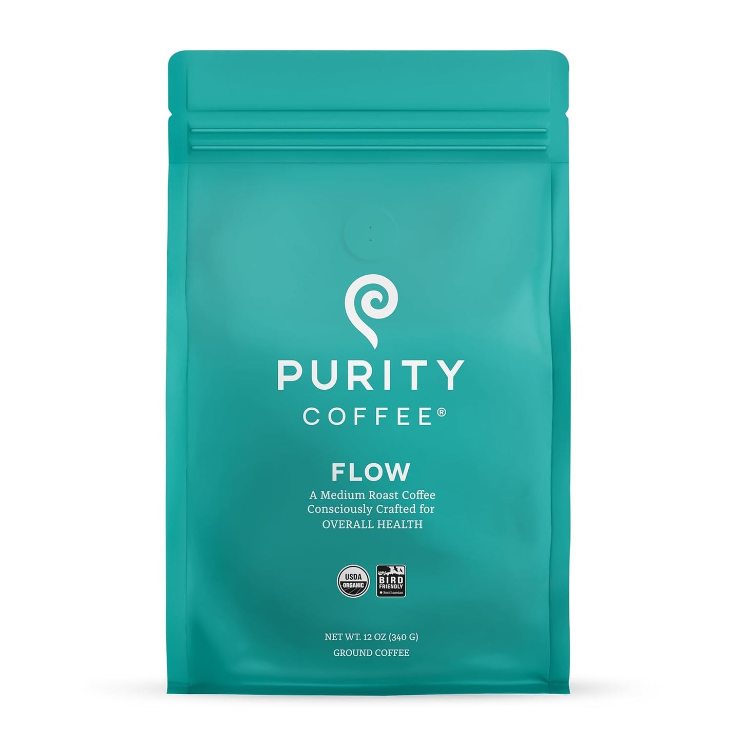 Purity Coffee FLOW Medium Roast Ground – Organic, Tested for Mold & Toxins, 12oz