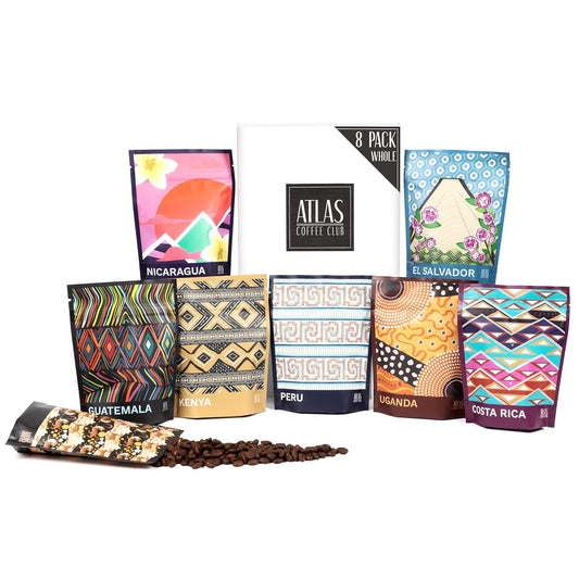 Atlas Coffee Club Discovery Set – 8-Pack Single Origin Whole Bean Coffee Sampler