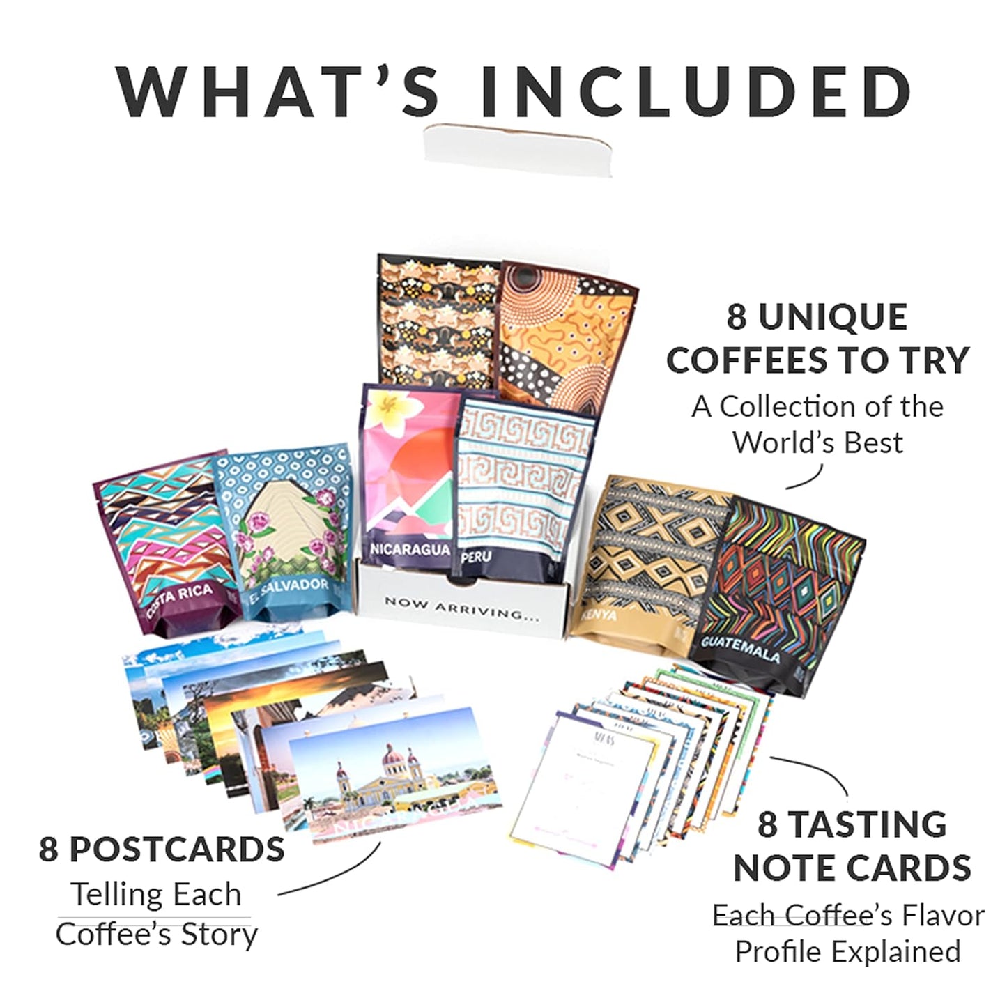 Atlas Coffee Club Discovery Set – 8-Pack Single Origin Whole Bean Coffee Sampler