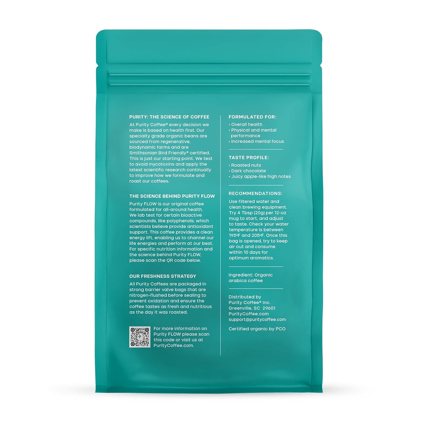 Purity Coffee FLOW Medium Roast Ground – Organic, Tested for Mold & Toxins, 12oz
